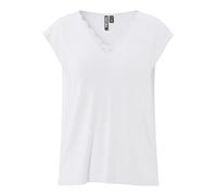 PIECES Pckamala JRS FC BC T-Shirt en Dentelle et col en V, Blanc éclatant., L