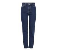 PIECES Pckelly MW Straight Jeans Db502 Noos Droit, Bleu foncé Denim, 30W x 30L Femme