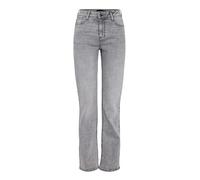 Pieces Pckelly MW Straight Jeans LG Noos BC Droit, Gris Clair Denim, 27W x 30L Femmes