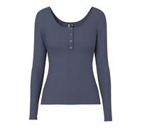 PIECES Pckitte Ls Top Noos Bc Femme haut, Bleu Gris, L