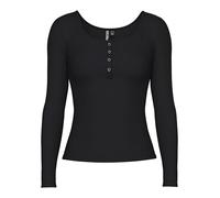 PIECES Pckitte Ls Top Noos Bc Femme T-Shirt À Manches Longues, Noir (Black Black), L
