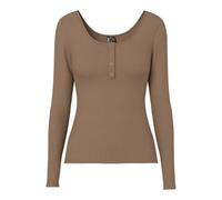 PIECES Pckitte Ls Top Noos Bc Femme T-shirt manches longues, Fossile, L