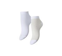 Pieces Pclaura Ankle Socks 2-Pack BC Noos Chaussettes pailletées, Blanc éclatant, Taille Unique (Lot de 2) Femmes