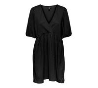 PIECES Pcluna SS Robe Courte à col en V Sa BC, Noir, L Femme