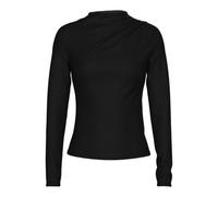 PIECES Pcmadison Ls Draped Top Noos BC T-Shirt Manches Longues, Noir, S Femme