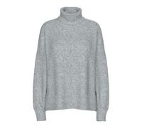 PIECES Pcmalou Ls Rollneck Knit Noos BC Pull en Tricot, Mélange de Gris Moyen, M Femme