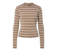 PIECES Pcmira New LS O-Neck Knit Noos BC, Greige, M Femme, Greige, M