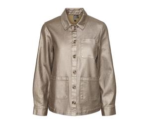 PIECES Pcnabia Ls Gold Veste FC Courte, Couleur dorée, M Femme