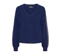 PIECES Pcnibe Ls Pull en Tricot FC BC, Bellwether Blue/Stripes : Gold Lurx, M Femme