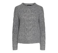 PIECES Pcnina Ls O-Neck Knit Noos BC Pull en Tricot, Mélange de Gris Moyen, M Femme