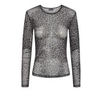 PIECES PCNINNI LS Mesh Top Noos BC T-Shirt À Manches Longues, Noir/imprimé léopard, M Femme
