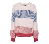PIECES Pcnolo Ls O-Neck Knit Mm BC Pull-Over, Cloud Dancer/Stripes : Roseate Spoonbill Multi, S Femme