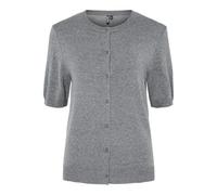 PIECES Pcnora SS O-Neck Knit Cardigan Noos BC, Medium Grey Melange, L, Gris mélangé médium, L