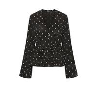 PIECES Pcnovalee Ls Tie Top Chemisier à Manches Longues, Noir/Pois, L Femme