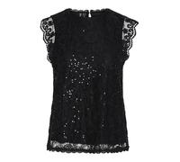 PIECES Pcolline SL Lace Sequins Top Noos Chemisier pour Femme, Noir, XS