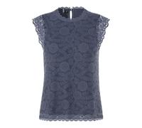 PIECES Pcolline SL Lace Top WVN Noos, Bleu Gris, XS