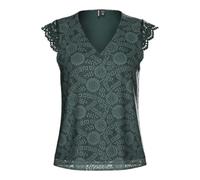 PIECES Pcolline SL Lace V-Neck Top WVN Noos, Gris, S