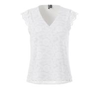 Pieces Lace V-Neck Top Pcolline SL Noos Haut à col en V en Dentelle, Cloud Dancer, XL Femmes