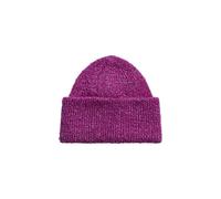 PIECES Pcpyron Hood Noos BC Bonnet tricoté, Festival Fuchsia/détail : Lurex argenté, Taille Unique Femme