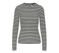 PIECES Pcruka Ls Top Noos Bc Femme T-shirt à manches longues, Cloud Dancer/Stripes:black, S