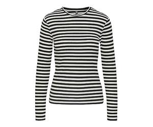 PIECES Pcruka Ls Top Noos Bc Femme T-shirt, Cloud Dancer/Stripes:black, M