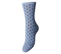 PIECES Pcsebby Glitter Long 1-Pack Pattern Noos Chaussettes, Hydrangea/détail : Petits Pois en Bleu macarine, Taille Unique Femmes