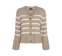 PIECES Pcsia Ls Cardigan Noos BC Pull en Tricot pour Femme, Silver Mink/Rayures : Blanc, XS