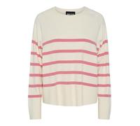 Pieces Pcsia Ls Knit Noos BC Pull en Tricot pour Femme, Blanc/Rayures : Rose Limonade, S