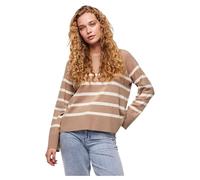 Pieces Pcsia Ls Knit Noos BC Pull pour Femme, Mink/Rayures : Blanc, XL