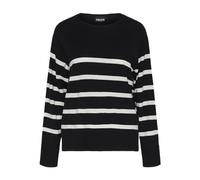 PIECES Pcsia Ls Knit Noos BC Sweater, Noir/Rayures : Blanc, S Femme