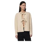PIECES Pcsilly Ls Réversible Tie Knit Exp Noos Cardigan, Poivre Blanc-Détails : chiné, M Femme