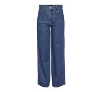 PIECES Pcsky Hw Pocket Wide Jeans Ample, Denim Bleu médium, L Femme