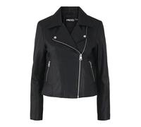 PIECES PCSUSSE Leather Jacket KAC Blouson en Cuir, Noir, L Femme