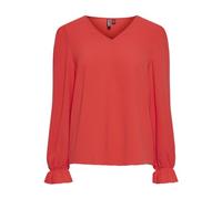 PIECES Pctiffany LS Haut col en V Noos BC Chemisier à Manches Longues, Bittersweet, L Femme