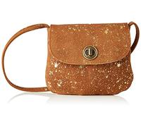 PIECES Pctotally Royal Leather Party Bag Noos, Sac à bandoulière Femmes, Root Beer/AOP : Gold Splash, Taille Unique