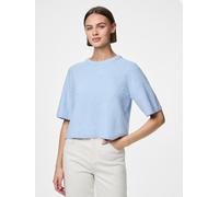 PIECES PIECES Blue Short Sleeve Round Neck Knitted Top