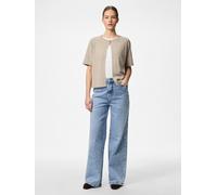 PIECES PIECES Natural Short Sleeve Round Neck Knitted Cardigan