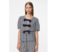 PIECES PIECES White Stripe Bow Detail Blouse