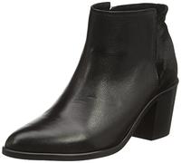 Pieces Psumiko Leather Boot Milenium Black, Bottes non-à enfiler, tige mi-haute femme