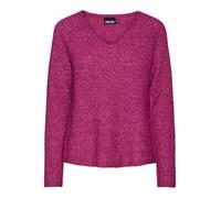 PIECES Pull en Tricot à col en V pour Femme, Fuchsia, S