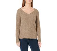 PIECES Pull en Tricot pour Femme avec col en V, fossile, XS