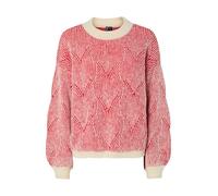 PIECES Pull-over 'PCJenna' gris clair / rouge sang, Taille XS