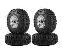 pièces RC pour Axial pour SCX24 AX24 pour Enduro24 pour TRX4M pour FMS FCX24 1/18 1/24 RC Crawler Car Upgrade Parts Metal 1.0" Beadlock Deep Dish Wheel Pneu Set(Silver)