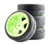 PièCes Rc Pour Tamiya Pour Racing Pour TT01 Pour TT02 XV01 TA06 PTG-2 Pour HPI WR8 Pour Kyosho 94123 1/10 RC Pneus Voiture Route Touring Dérive Pneu Roue(E green)