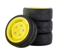 PièCes Rc Pour Tamiya Pour Racing Pour TT01 Pour TT02 XV01 TA06 PTG-2 Pour HPI WR8 Pour Kyosho 94123 1/10 RC Pneus Voiture Route Touring Dérive Pneu Roue(G yellow)