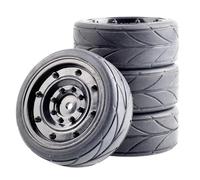 PièCes Rc Pour Tamiya Pour Racing Pour TT01 Pour TT02 XV01 TA06 PTG-2 Pour HPI WR8 Pour Kyosho 94123 1/10 RC Pneus Voiture Route Touring Dérive Pneu Roue(F black)