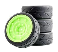 PièCes Rc Pour Tamiya Pour Racing Pour TT01 Pour TT02 XV01 TA06 PTG-2 Pour HPI WR8 Pour Kyosho 94123 1/10 RC Pneus Voiture Route Touring Dérive Pneu Roue(F green)
