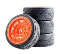 PièCes Rc Pour Tamiya Pour Racing Pour TT01 Pour TT02 XV01 TA06 PTG-2 Pour HPI WR8 Pour Kyosho 94123 1/10 RC Pneus Voiture Route Touring Dérive Pneu Roue(F red)