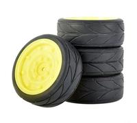 PièCes Rc Pour Tamiya Pour Racing Pour TT01 Pour TT02 XV01 TA06 PTG-2 Pour HPI WR8 Pour Kyosho 94123 1/10 RC Pneus Voiture Route Touring Dérive Pneu Roue(F yellow)