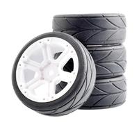 PièCes Rc Pour Tamiya Pour Racing Pour TT01 Pour TT02 XV01 TA06 PTG-2 Pour HPI WR8 Pour Kyosho 94123 1/10 RC Pneus Voiture Route Touring Dérive Pneu Roue(E white)